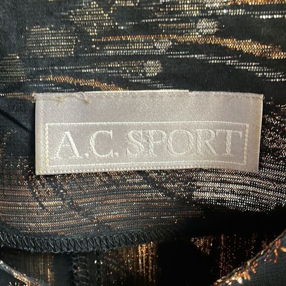 A.C. Sport Ladies Dressy Top Black and Gold Shimmery Design - Picture 3 of 8